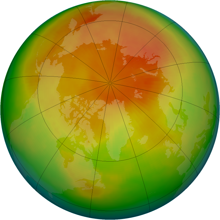 Arctic ozone map for April 1999